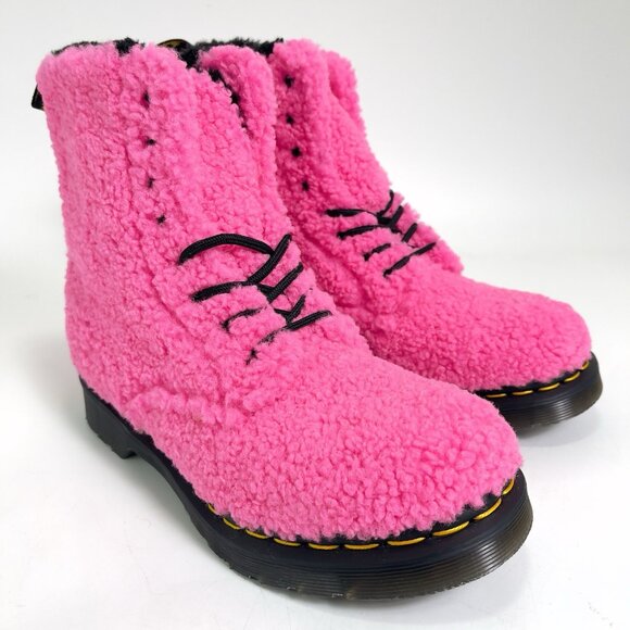 Dr. Martens Women’s 1460 Pascal Faux Shearling Boots Pink Size 8 - Picture 1 of 9
